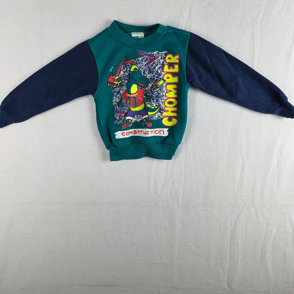 Quitman USA Boys 4T Teal Chomper Construction Dinosaur Graphic Sweatshirt USA